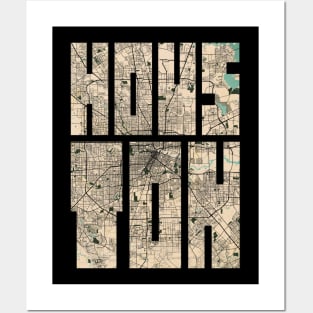 Houston City Map of Texas, USA - Vintage Posters and Art